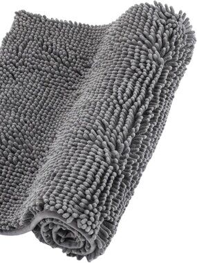 Chenille Bathroom Rugs Non Slip Bath Bathroom Accessories (Dark Grey, 24" x 40")
